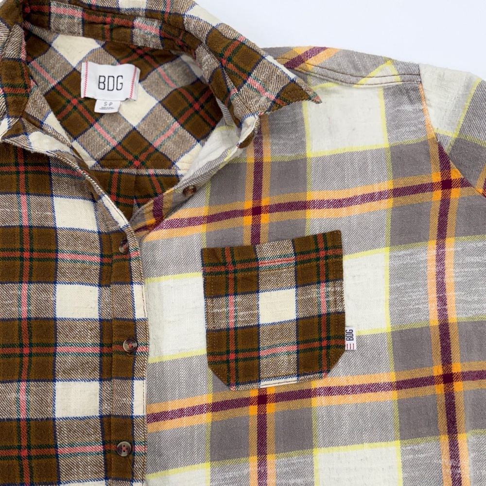 BDG Patchwork Plaid Oversized Flannel Shacket Sma… - image 3